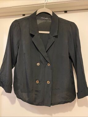 Dark Double-Breasted Lightweight Blazer